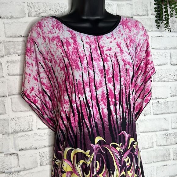 Christina Love Boho Pullover Dress Women's Size Large Stretch Short Sleeve - Picture 3 of 5